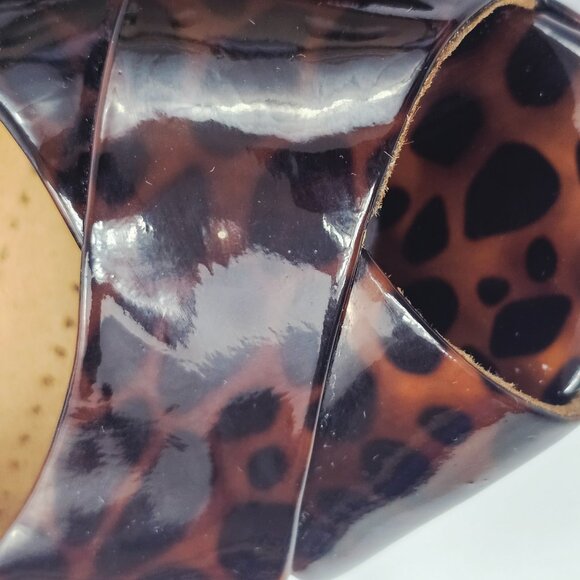 Clarks Artisan Women's Patent Leather Leopard Open Toe Sling Back Heels Size 7M - Picture 11 of 11